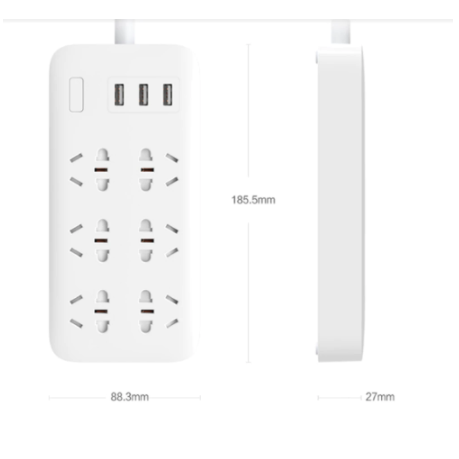Mi R Socket Original Xiaomi Mi Power Socket Strip With 3 USB 5V 2.1A Fast Charging